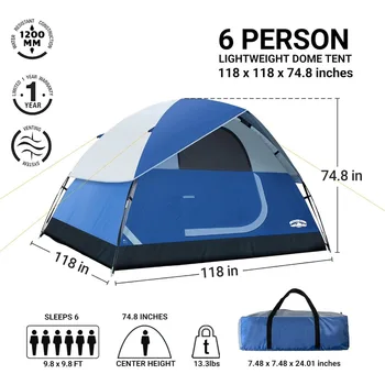 2/4/6 Person Family Dome Tent with Removable Rain Fly, Easy Setup for Camp Outdoor 2