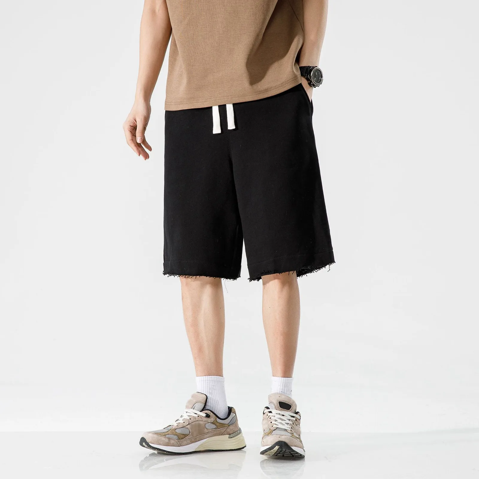 

Мужские спортивные шорты, повседневные Прямые пляжные шорты, универсальные тонкие шорты с завязками, уличная мода, лето 2024