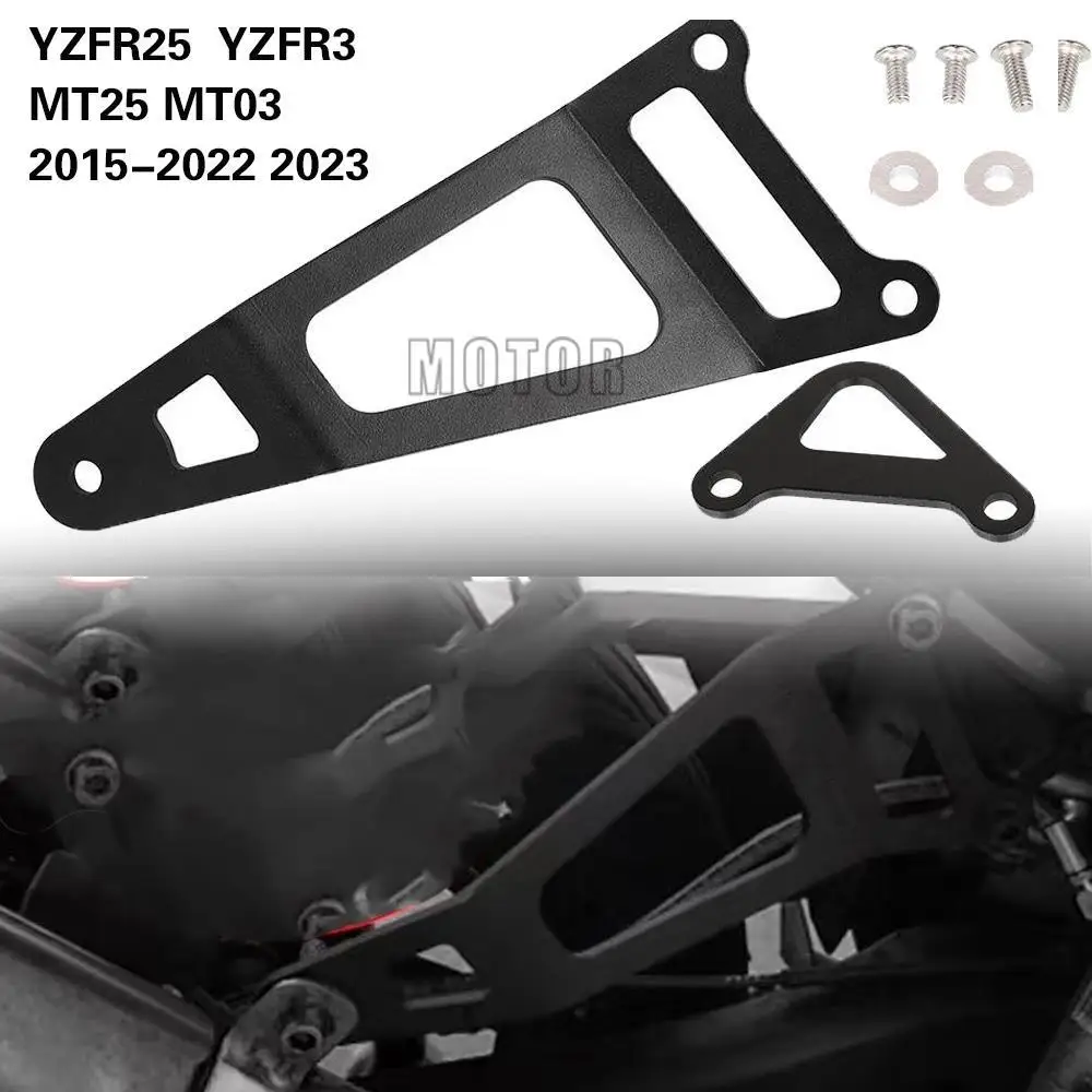 

MT25 YZF R25 R3 2014-203 2022 2021 Exhaust Hanger Bracket YZFR25 Rear Foot Pegs Footrest Blanking Plate For YAMAHA MT03 MT 03 25