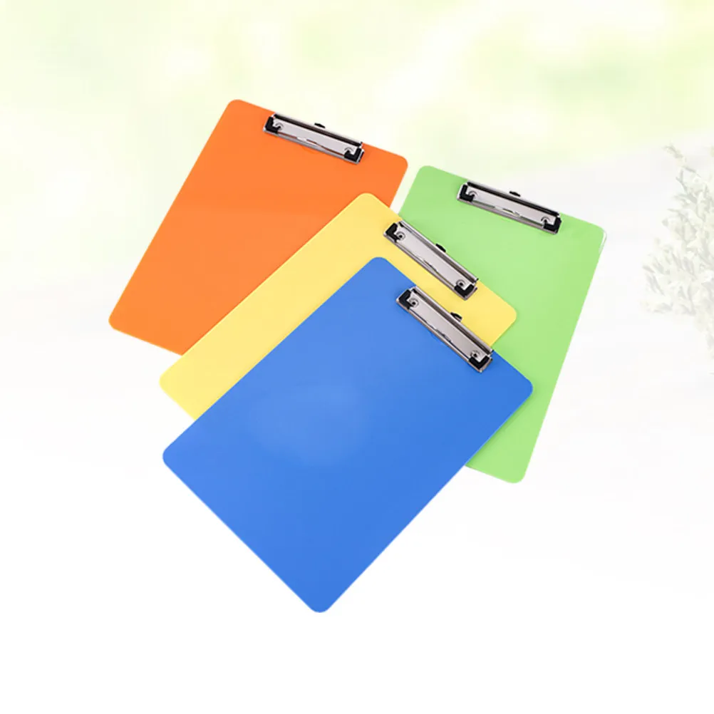 4Pcs A4 클립보드 플라스틱 쓰기 패드 학교 사무실 교사 학생용 클립보드용 솔리드 경량 클립보드