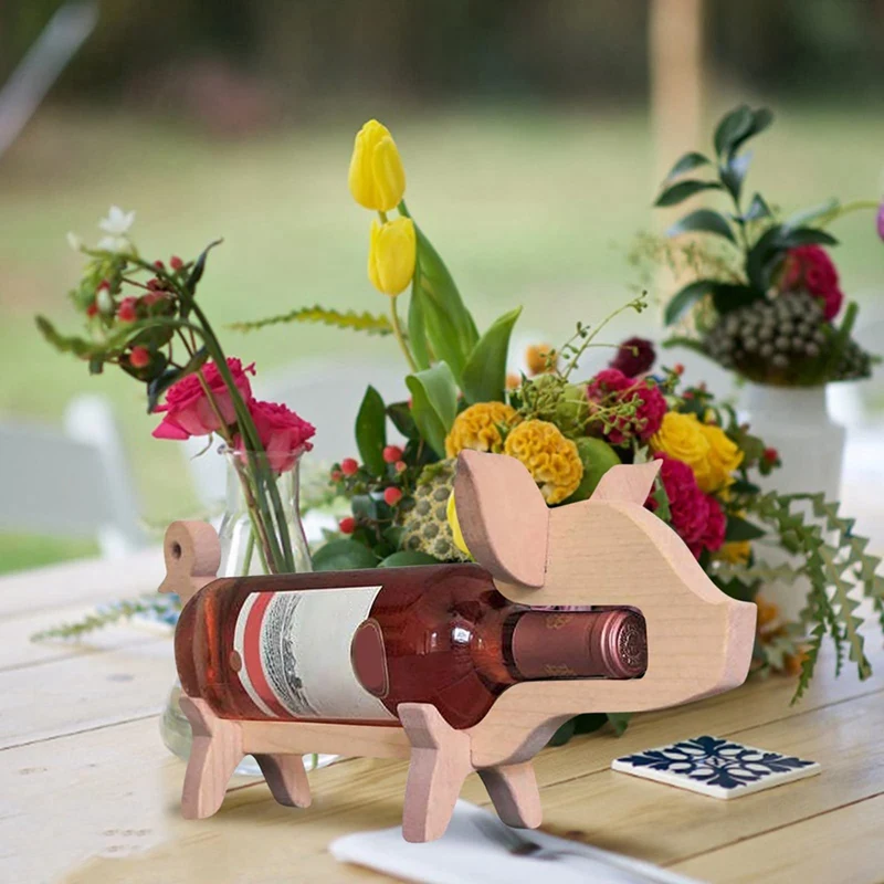 ABVA-Wooden Wine Racks Animal Wine Bottle Holder,Wooden Rack Holder Ornament,Novelty Racks Free Standing