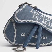 Sac bandoulière de luxe pour femme, broderie motif couverture de livre bleu et blanc, sac à bandoulière élégant et haut de gamme 6