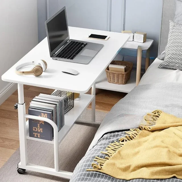 Movable Bedside Computer Table Adjustable Laptop Desks Portable Table with Wheels Lifting Adjustment Breakfast Computer Tables