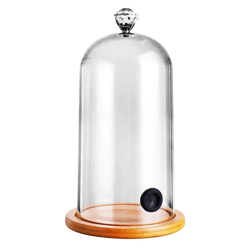 Cappa Cloche In Plastica Per Fumatori, Cucina Molecolare, Coperchio A Cupola Per Alimenti, Con Fori In Gomma, Base In Legno Per