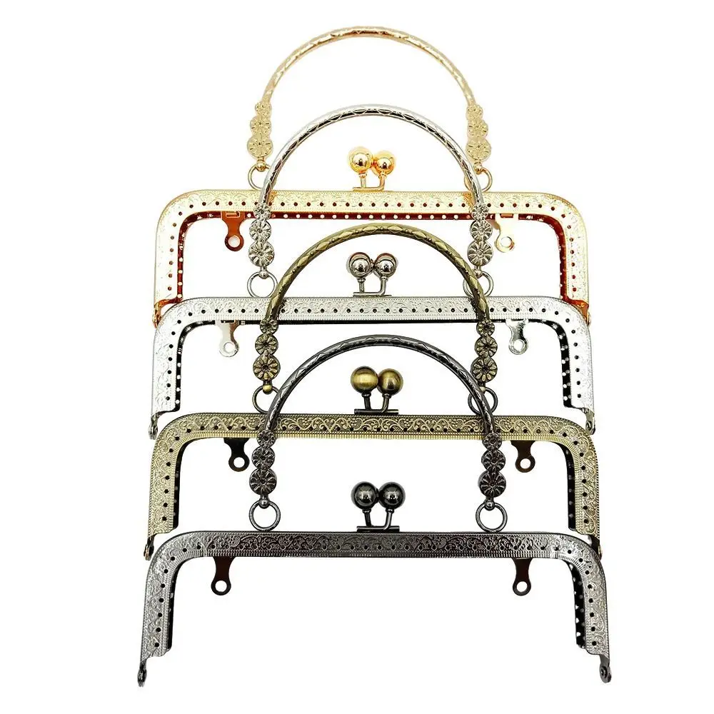 

20cm Square Vintage Embossing Metal Frame For Bags Clasp With Handles Bag Wrist Frame Support Sew Bag Hardware Accessories