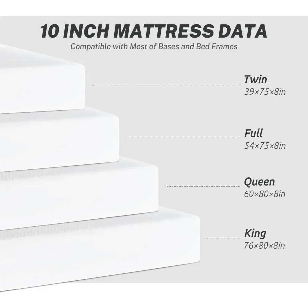 Full Size Mattress for Pressure Relief & Cooler Sleep, CertiPUR-US Certified, 10 Inch Medium-Firm Gel Memory Foam Mattress 2