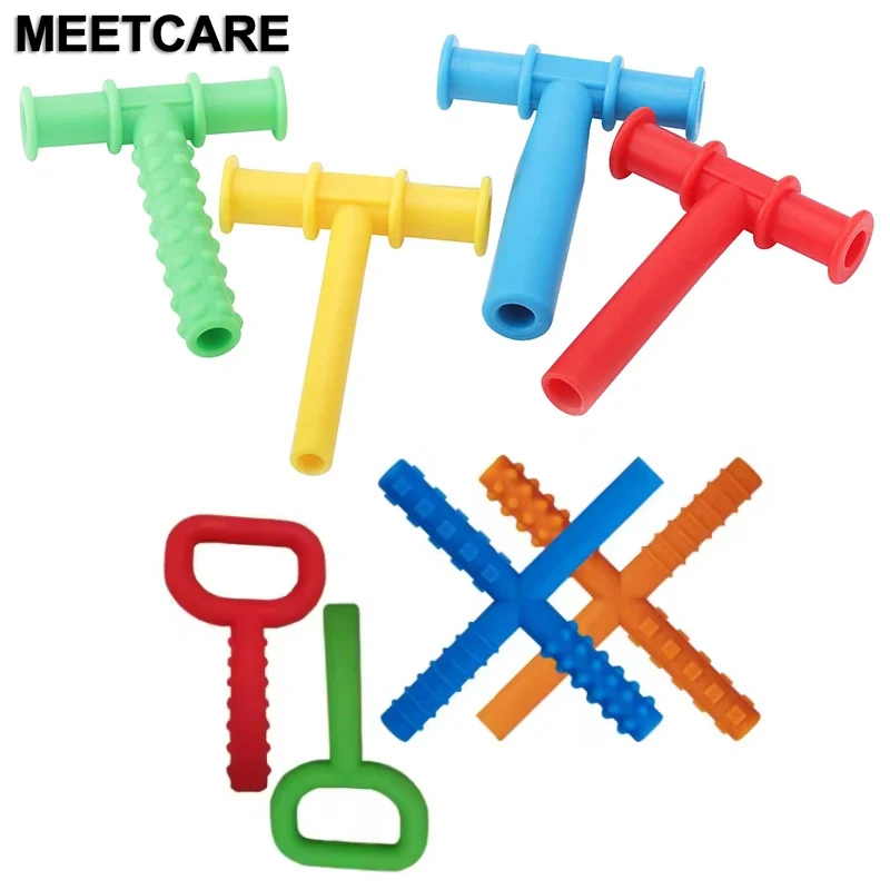 Kid Chewing Tube Tips Speech Therapy Teeth Massager Children Speak Oral Muscle Rehabilitation Training Talk Silicone Tools
