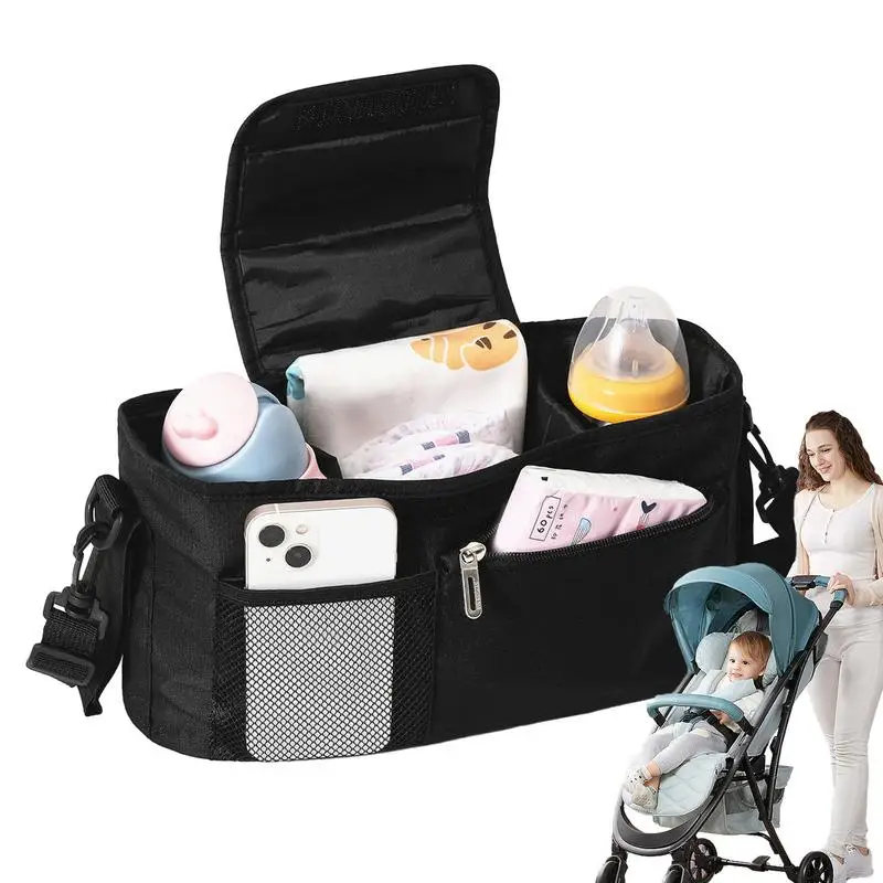 

Universal Stroller Organizer Zippered Pocket & Adjustable Shoulder Strap Phone Bag & Shoulder Strap Waterproof Durable