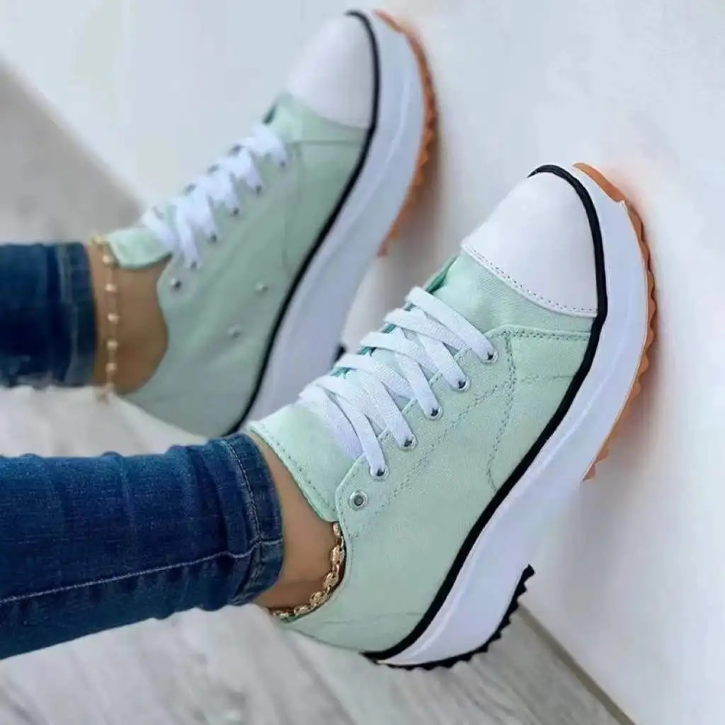 

Women Tennis Shoes 2023 Wedge Platform Sneakers Sports Shoes Lace-up Breathable Vulcanized Shoes Tenis Feminino Plus Size 35-43