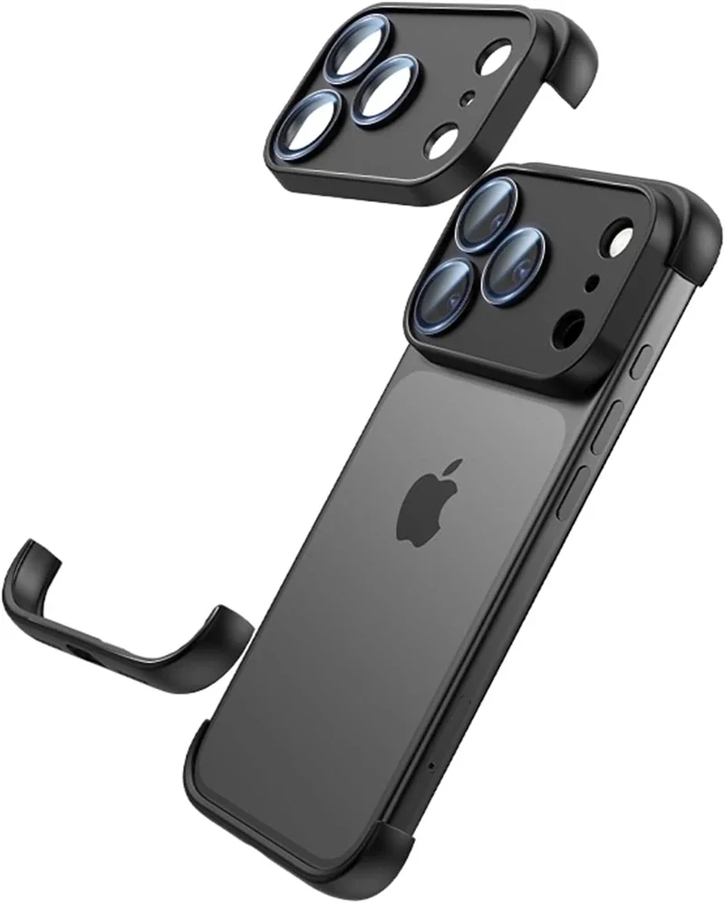 Sleek Orange Frameless Corner Case with Camera Lens Protector