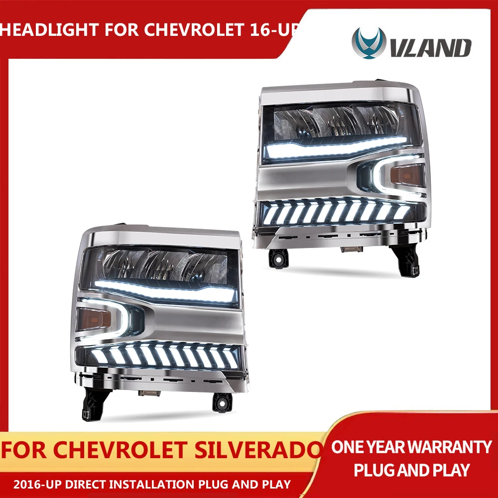 Vland Auto Led Light Per Lampada Frontale Per Auto Per Chevrolet Silverado 1500 2016-2018 Fari A Led H7 Led H7 Luces Led 12V