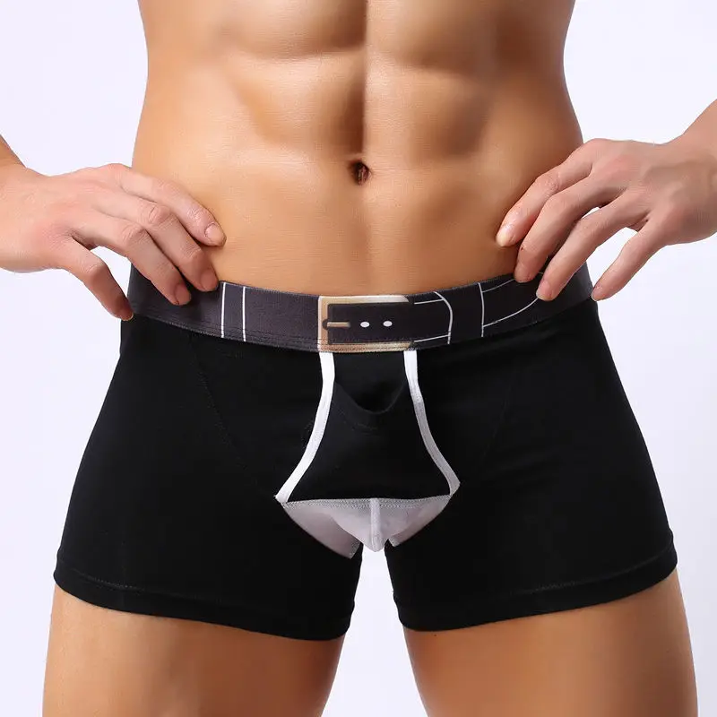 Separated Boxers Men's Large Scrotum Bag Open Up Underwear Men's Adult Sexy Boxers Pure Cotton Sexy Shorts 2022 Men Sex Lingerie