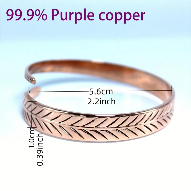 Vintage Pure Cooper Feather Wing Cuff Bangle for Men Women Fashion Punk Style Wristlet Party Jewelry Gifts 6