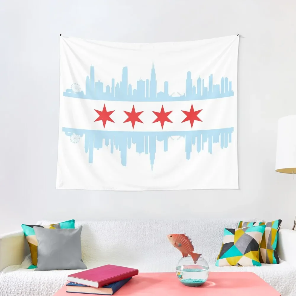 

Chicago Skyline Flag Tapestry Bedroom Deco Wall Carpet Decoration Bedroom Room Decor Cute Tapestry