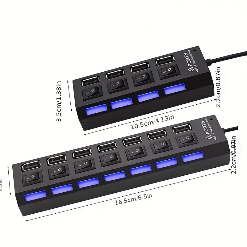 High-Speed USB Hub with LED Switch 6