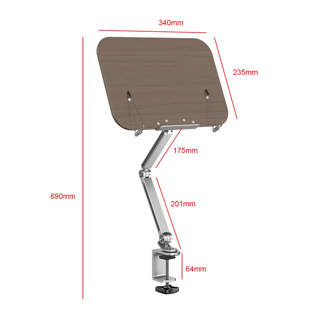 Book Stand for Reading Adjustable with 360° Rotating Base with Elastic Page Clip for Recipe Cookbooks Magazines Tablets Laptops 6