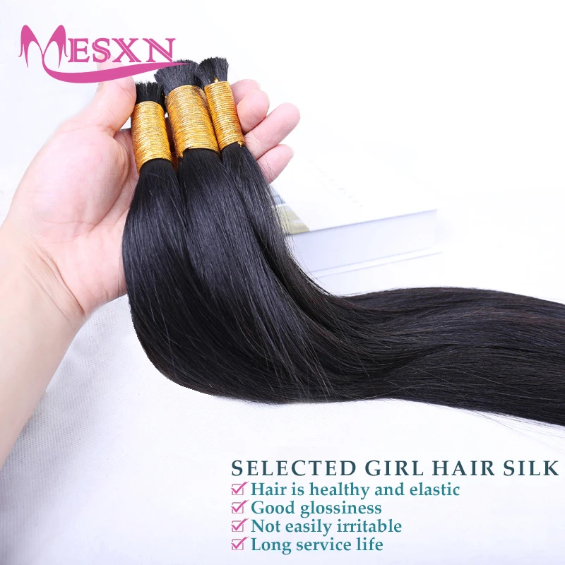 Bulk Hair Extensions Human Hair Real Natural Black Brown Blonde 613 Color MESXN For Women For salon 16-24inch