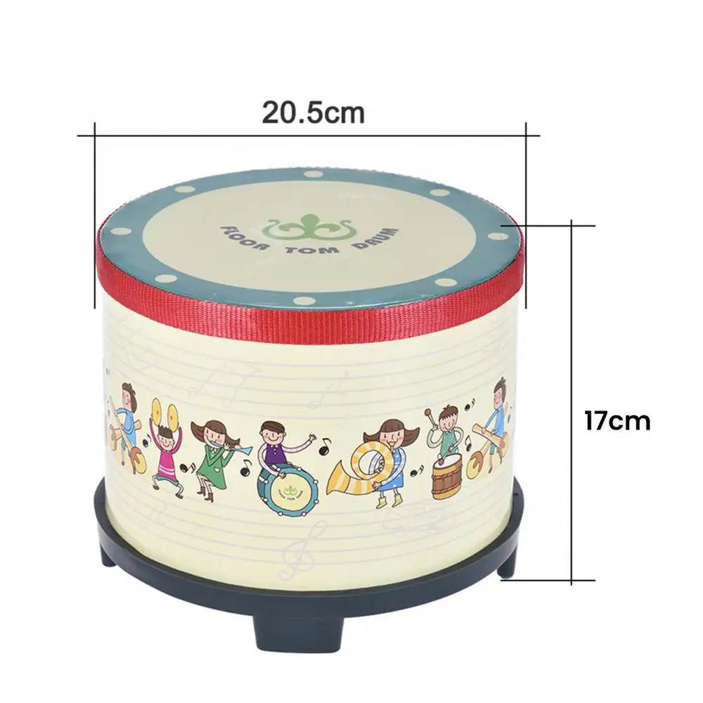 20.5cm Children Drum Cartoon Wooden Floor Tom Drum Mallets Percussion Musical Instrument Kids Beating Educational Toy