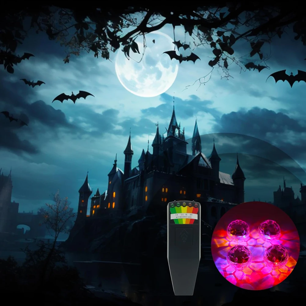 5 LED EMF Meter with 4 Motion Light Up Cat Balls Electric Magnetic Radiation Meter 5 Scales Ghost Hunting Equipment Kit