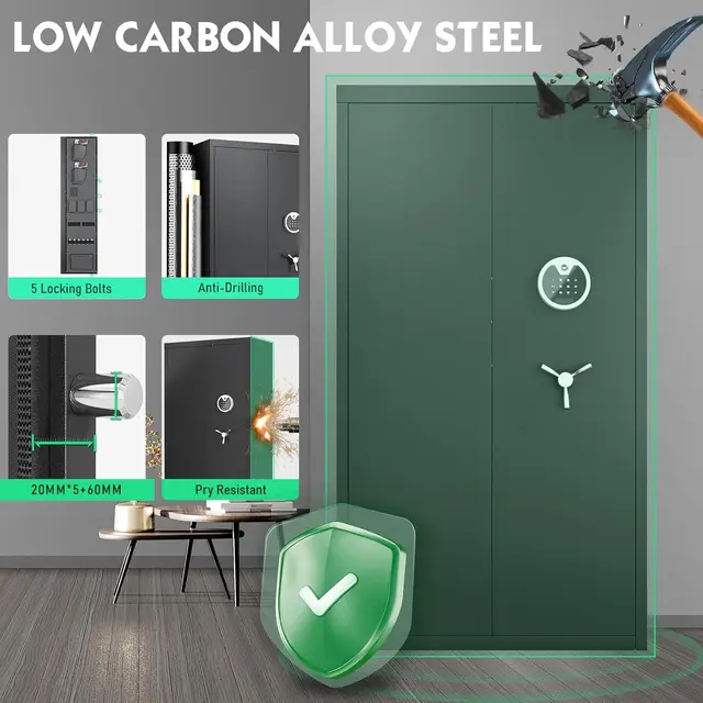 30-40 Large Gun Safe for Rifles and Pistols, Unassembled Digital Gun Safe, Rifle Safe with LCD Keypad and Adjustable Shlef 3