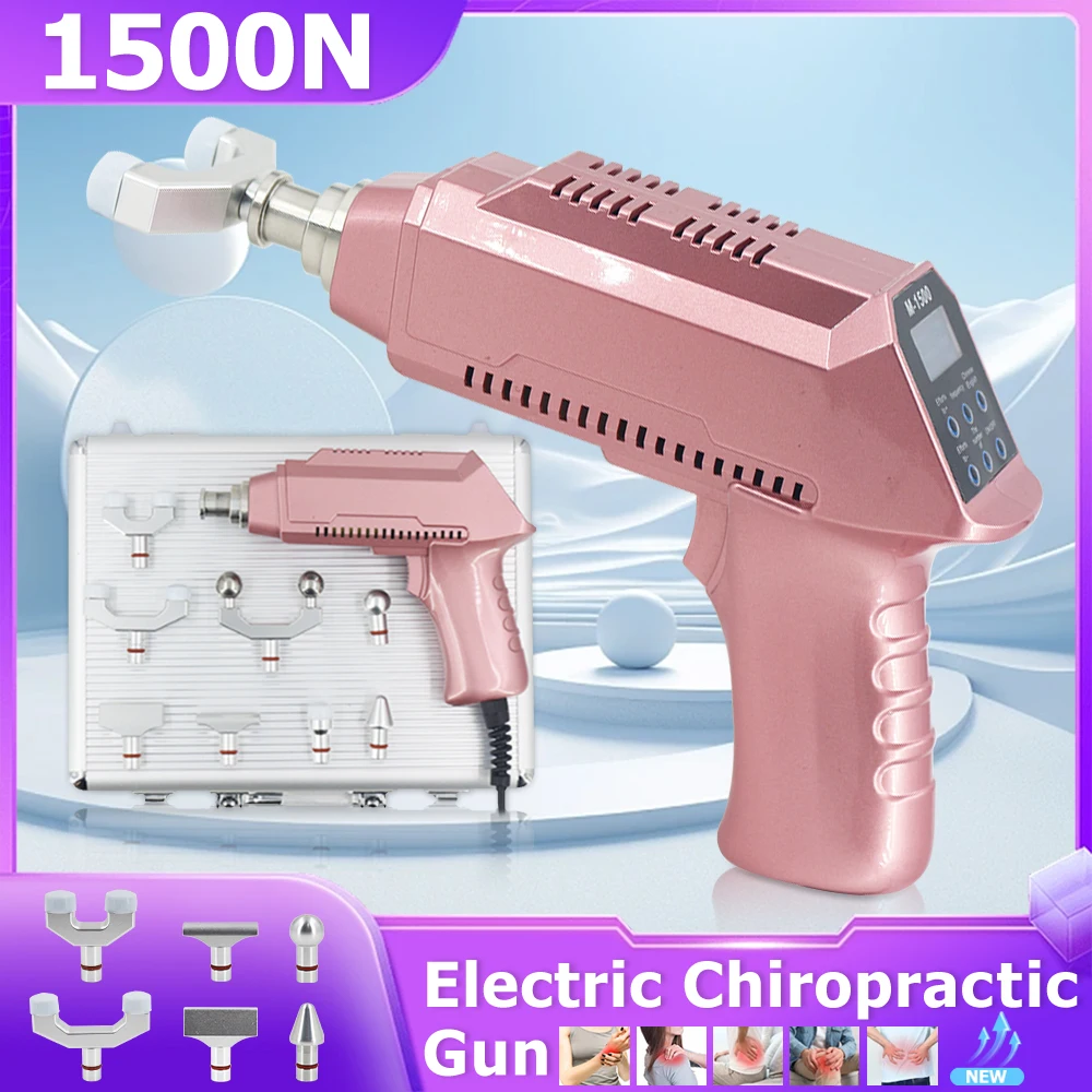 

New Chiropractic Adjusting Tools 8 Heads 1500N Electric Adjustable Intensity Therapy Spine Correction Body Fatigue Massage Gun