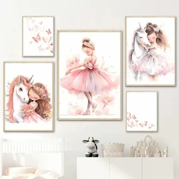 Ballerina Unicorn Kids Poster 1