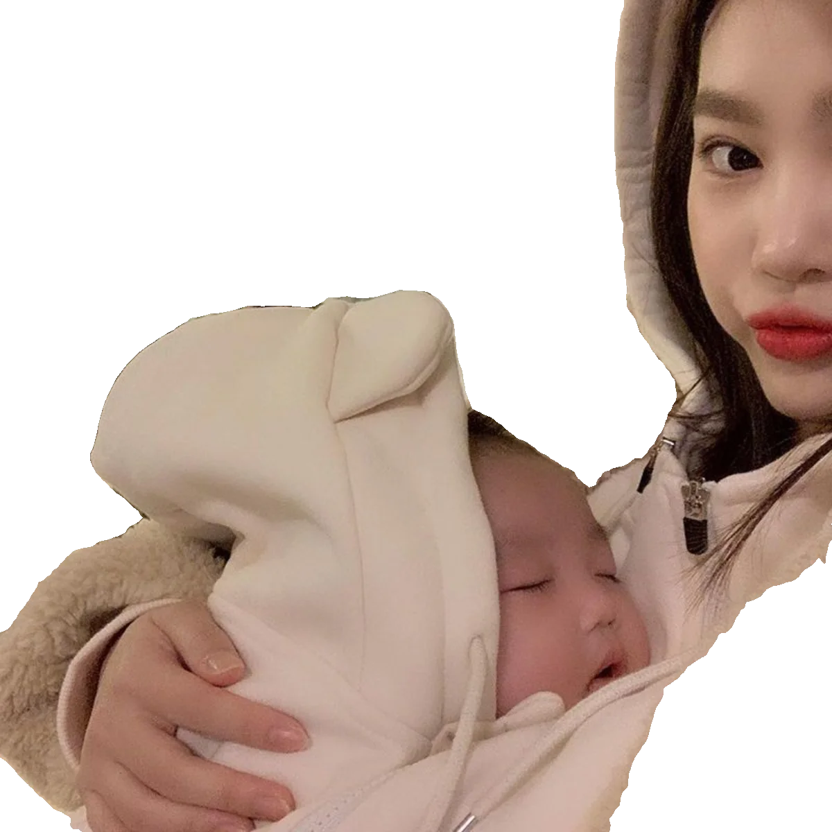 Extra Large Kangaroo Mommy And Baby Onesie Thiened Fce Nursing Coat Autumn Winter Outerwear for Women Comfortable Hoodie