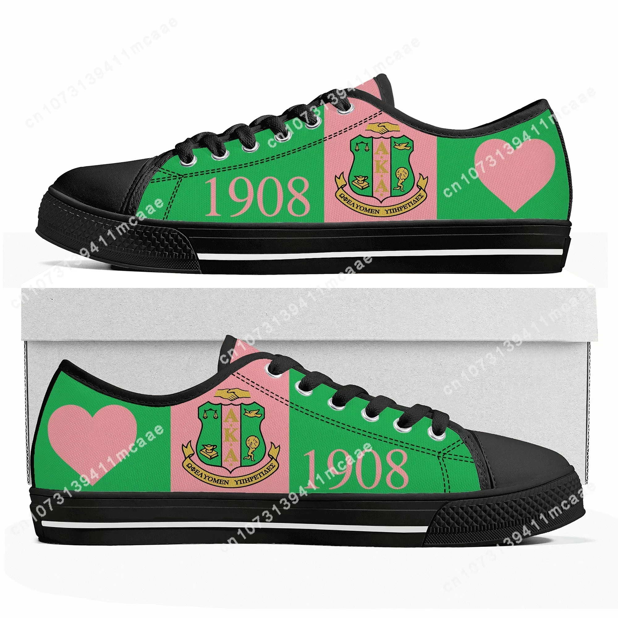 Alpha Sorority AKA 1908 Low Top Sneakers Mens Womens Teenager Kappa Alpha Canvas Sneaker couple Casual Shoes Custom Made Shoe