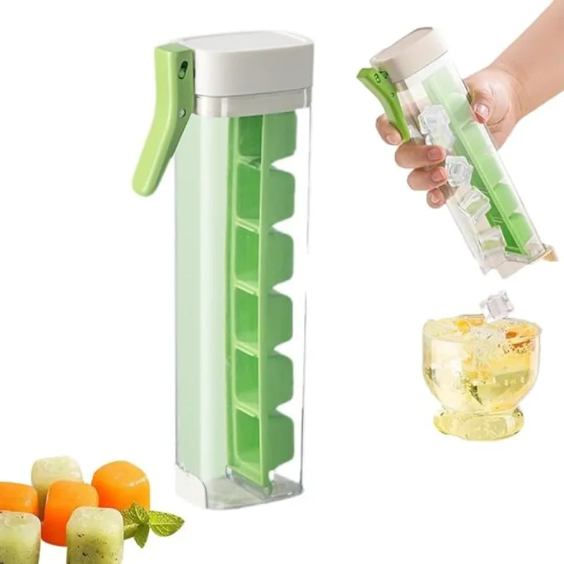 Ice Cube Mold and Trays Food-grade Ice Tray with Lid One Handed Deicing Pressing Lattice Mold Spillproof Cube Tray Maker