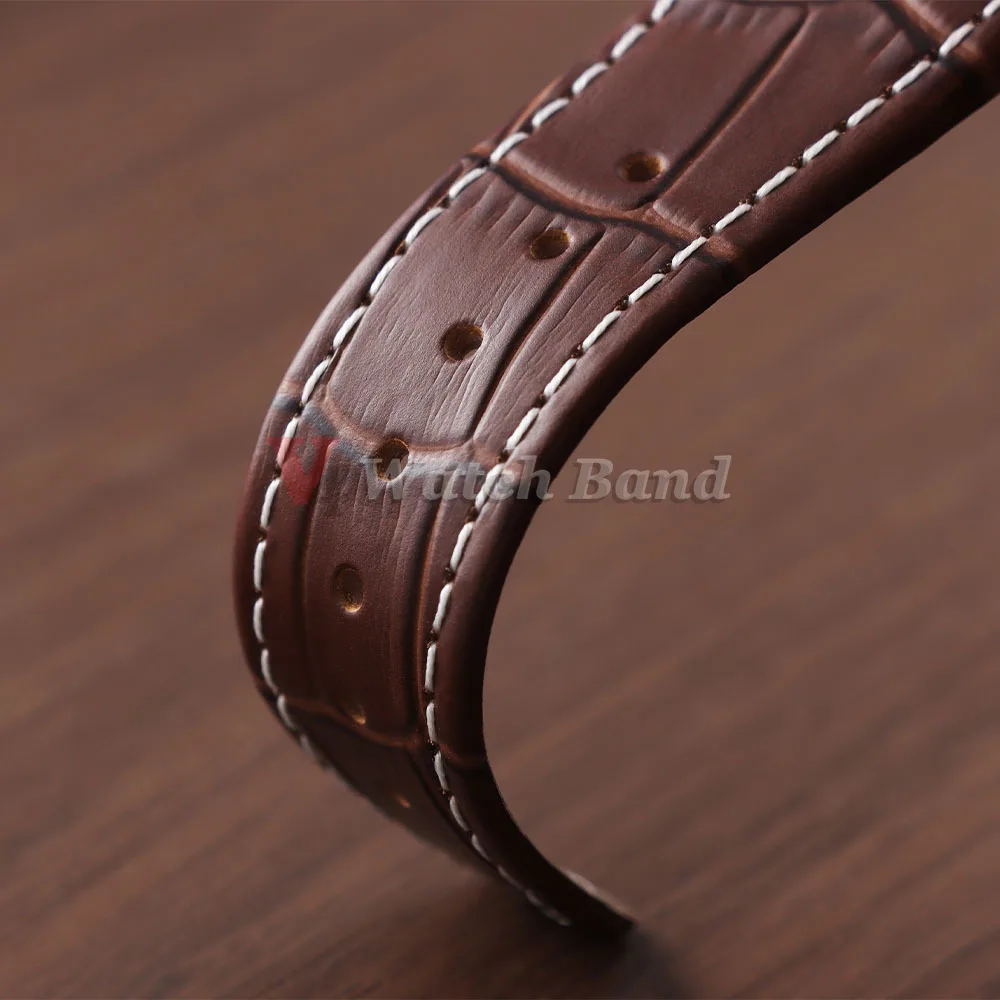 Premium Leather Watchbands - 27mm Cowhide Straps with Folding Buckle