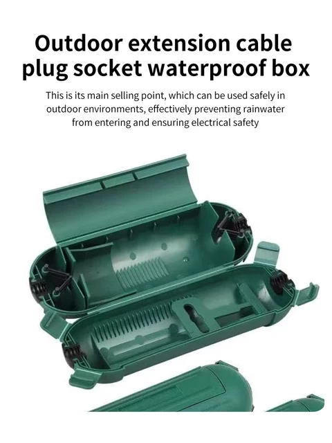 4-Pack Extension Cord Protective Covers (Green) - Water-Resistant, Capsule Shape With Locking Latches & Cable Clamps - View #9