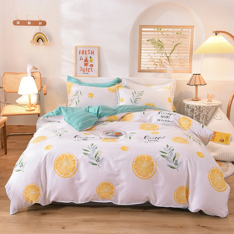 2022 Japan Style Plaid Pattern Bedding Set Queen King 100% Cotton Bedding Set Duvet Cover Set with Sheets Quilt Cover Pillowcase 