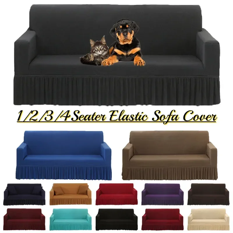 

1/2/3/4Seater All-inclusive Sofa Armchair Cover Elastic Solid Stretch Couch Slipcovers for Living Room Furniture Protective