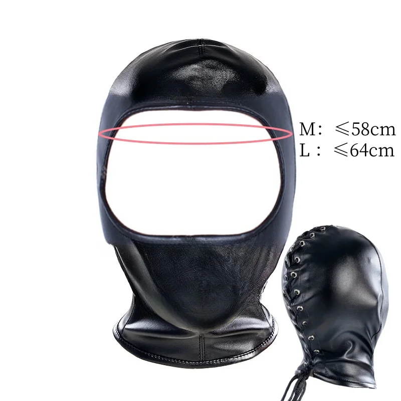 Maschera bondage integrale con lacci per controllo sensoriale_voghion.com