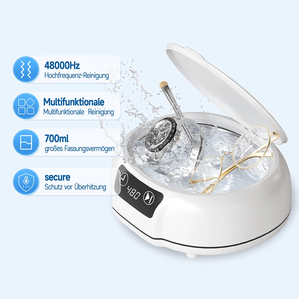 New Sonic Jewelry Cleaner Professional Ultrasonic Cleaner 48KHZ Pulsating Cleaning Kit for Retainer Jewelry Ring Silver Dentures 3