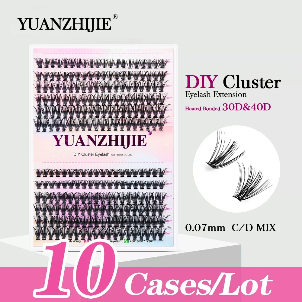 

YUANZHIJIE 10cases/lot DIY Clusters Lashes Extension 30D&40D Volume Natural Segmented Faux Mink Lash Makeup Tools Supplies