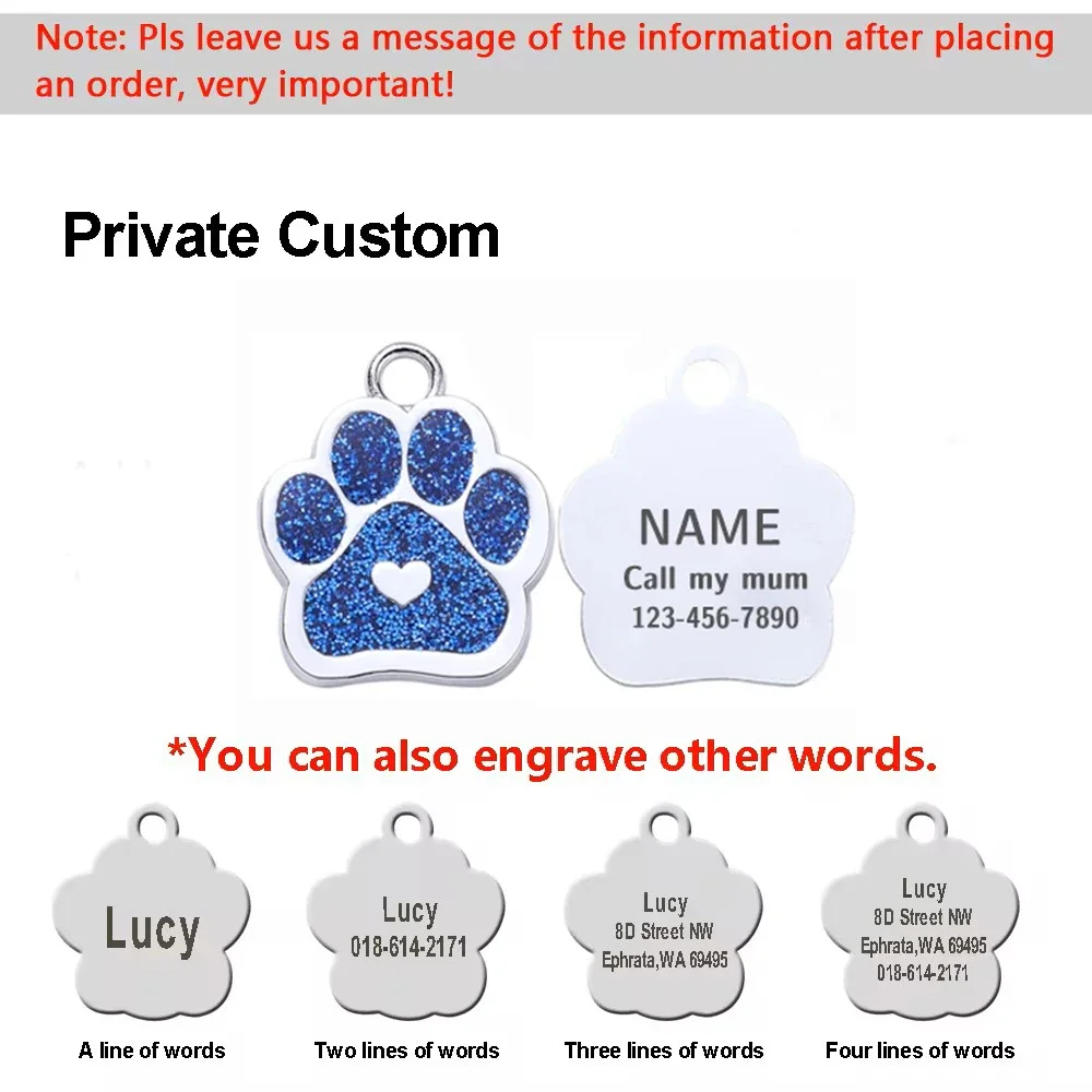 Pet id tags Love Claw Pet Dog Tag Personalized Free Engraving Cat Puppy Name ID Tags Anti-Lost Keychain Dog Chain Accessories