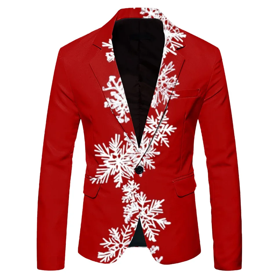 Mens Fashion Long Sleeve Christmas Suit Jacket