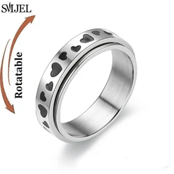 Rose Gold Stainless Steel Fidget Spinner Ring - Elegant Anxiety Relief Engagement Band - 8 (1225)