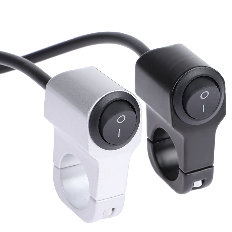 Motorcycle Switch Handlebar Headlight ON/OFF Switch Scooter ATV Aluminum Alloy 2-Wire Black Light Waterproof 12V