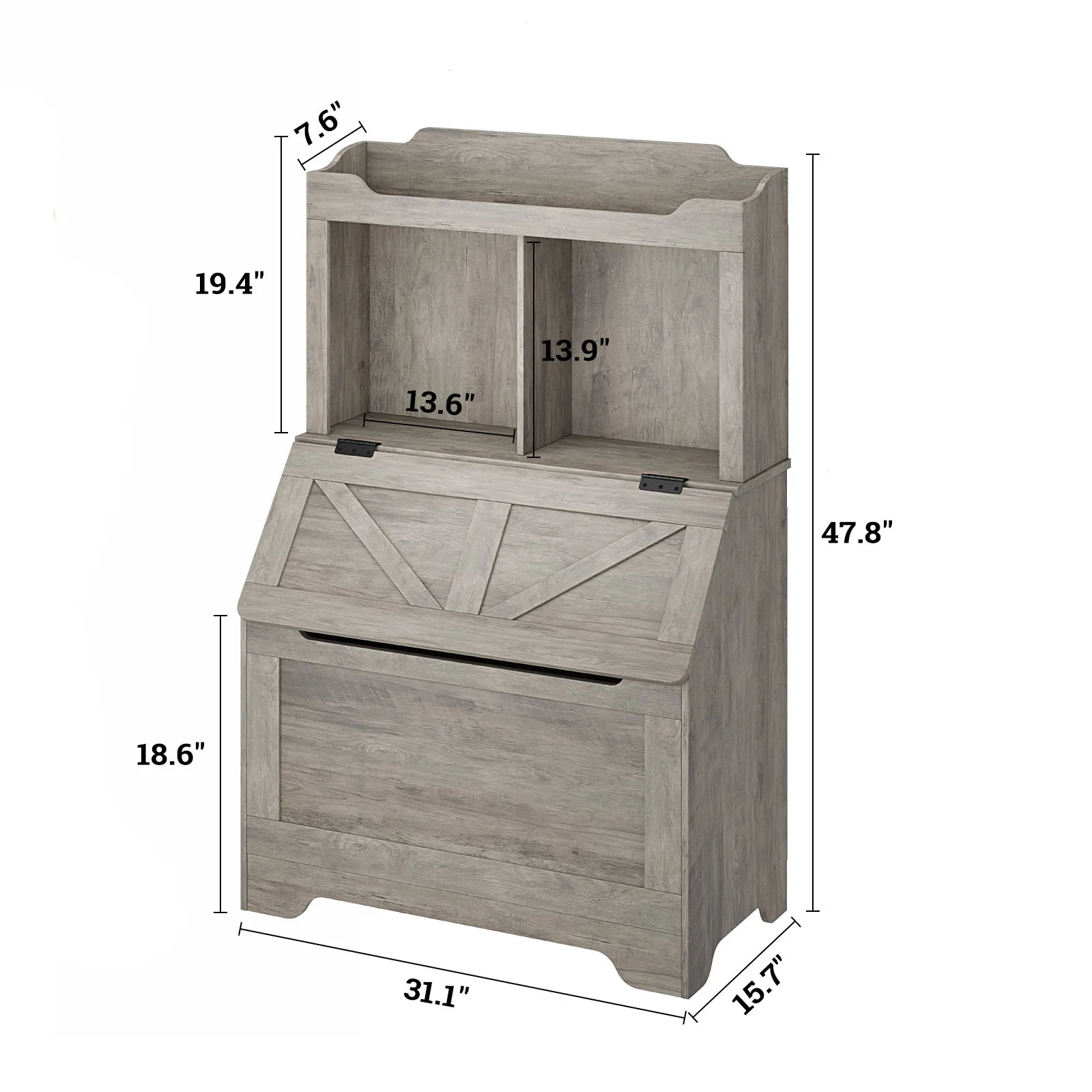Kinder-Bücherregal aus Holz, Kinder-Bücherregal und Spielzeugaufbewahrung mit Klappdeckel und Tasche, Aufbewahrungsschrank aus Holz für Spielzimmer, Schlafzimmer – Detail 5