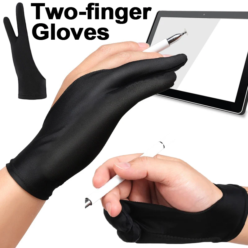 Anti fouling drawing gloves Anti-fouling Two-Fingers Anti-touch Painting Glove for Drawing Tablet Right and Left Glove Anti-Fouling for IPad Screen Board