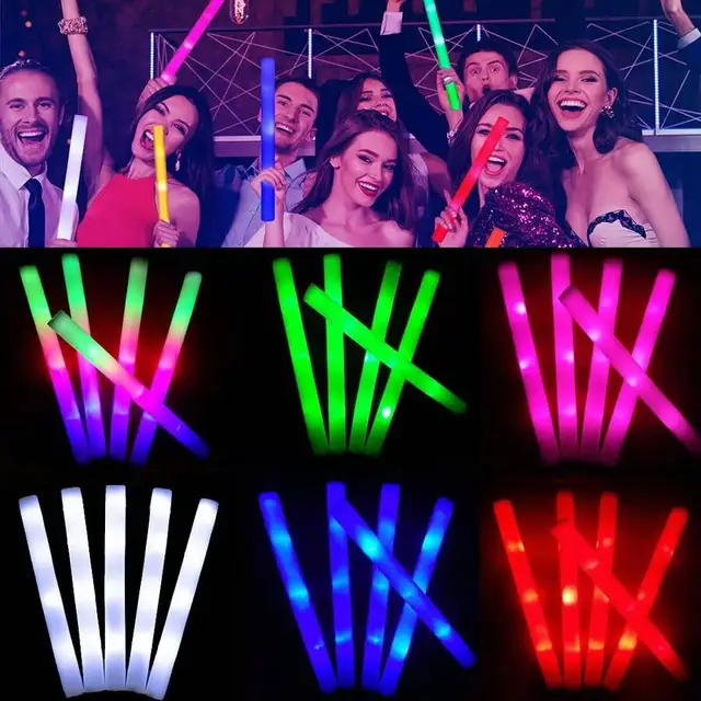 Bâtons lumineux en mousse avec 3 Modes, 30 pièces, bâton lumineux clignotant Led coloré, fournitures de fête qui brillent dans la nuit pour Concert de Raves de mariage 6