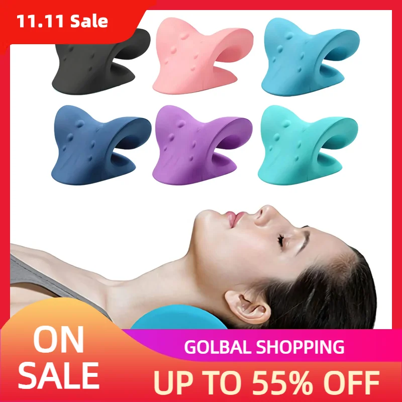 Neck Shoulder Stretcher Relaxer Massage Pillow Cervical Chiropractic Traction Device for Pain Relief Cervical Spine Alignment neck pillow