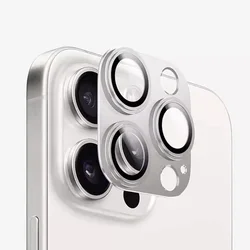 Premium Metal Camera Lens Protector with Glass Cover - iPhone 16 Pro Max (Silver)
