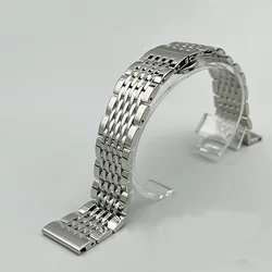 Premium Solid Stainless Steel Watch Band with Butterfly Clasp - Replacement Strap Bracelet - 20mm (Silver)