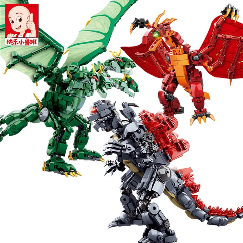

Sluban Creative Anime Figures Godzilla Ghidorah Rodaned Building Block King Of The Monstersed Model Bricks Toys for Boys Gifts