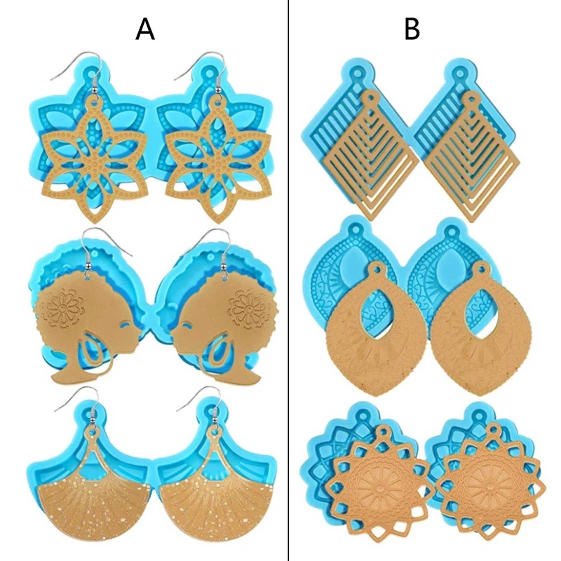 

Y51E 3 Pcs Eardrop Danglers Ornaments Epoxy Resin Mold Earring Pendant Silicone Mould