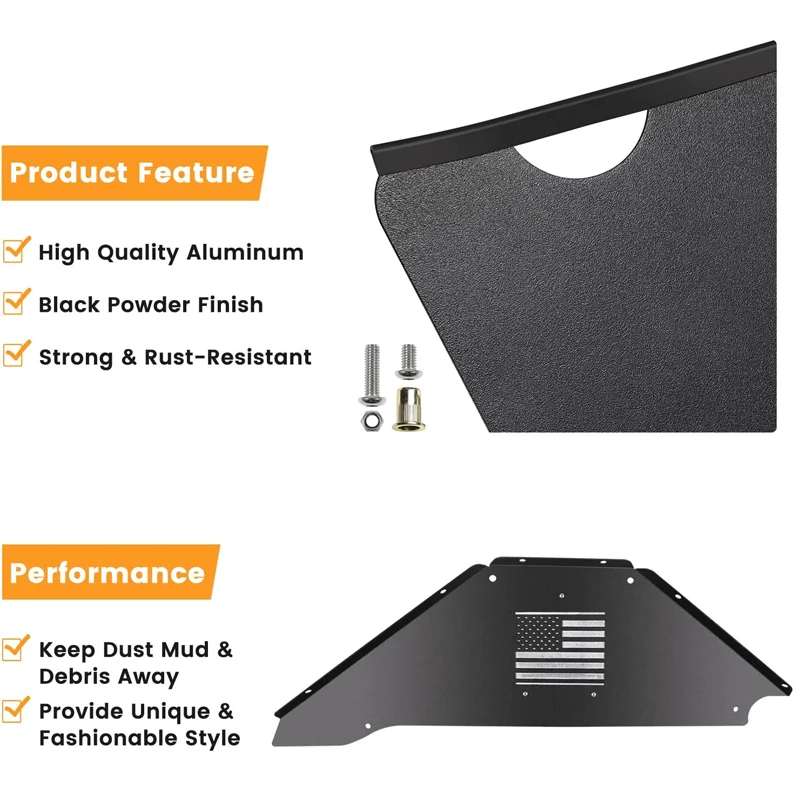 For Jeep Wrangler JK JKU 07-19 4WD Powder-Coated Front Inner Fender Liner Flares