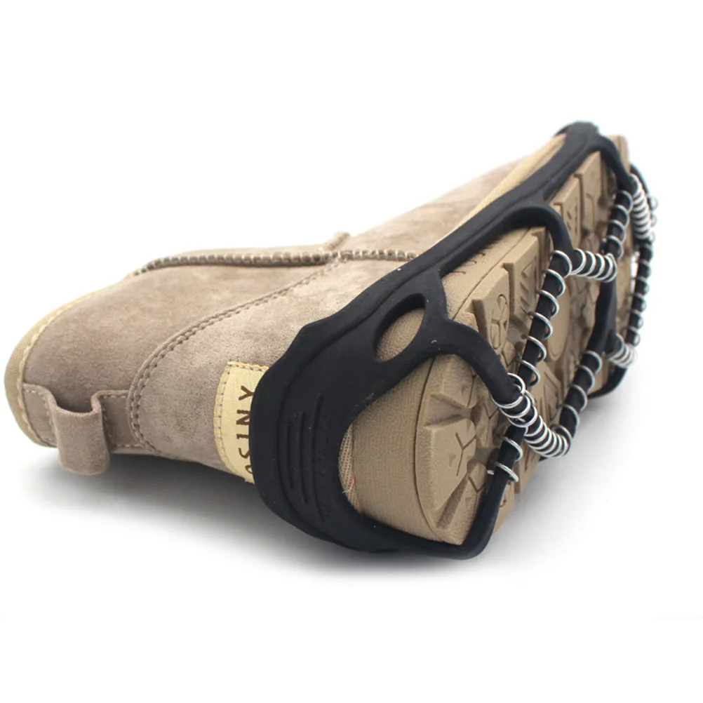 

1 Pair Outdoor Ice Snow Route Camping Shoe Cover Non-slip Crampons Walk Traction Cleats Ice Crampon (Black)
